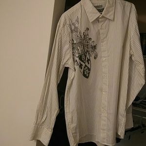 Long sleeve button up dress shirt White (XL)